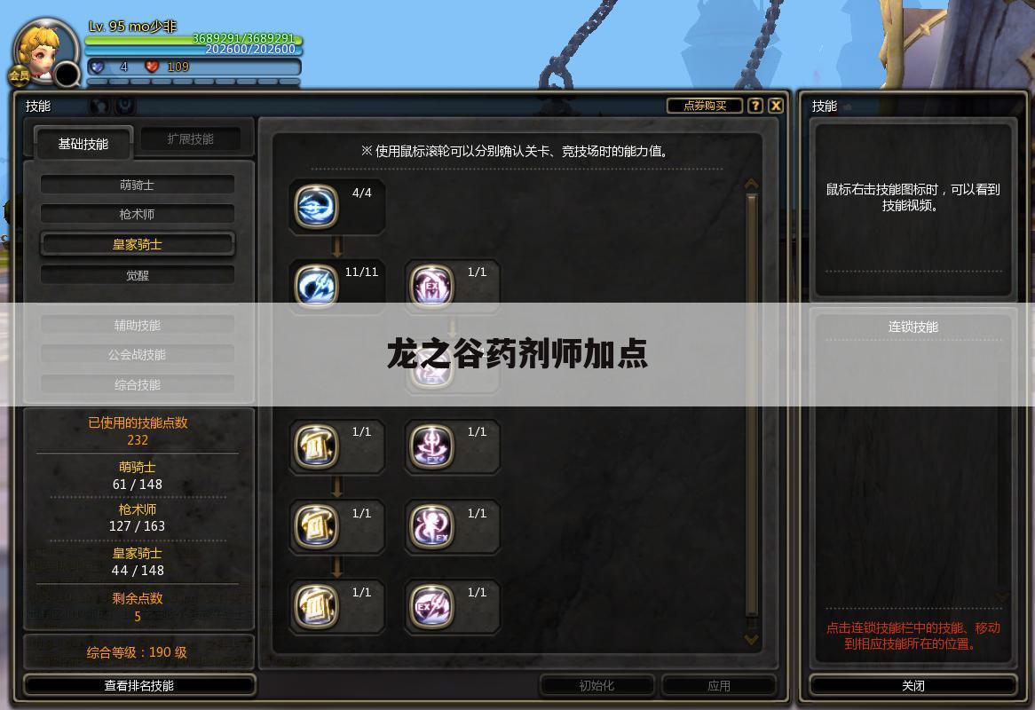 龙之谷药剂师加点