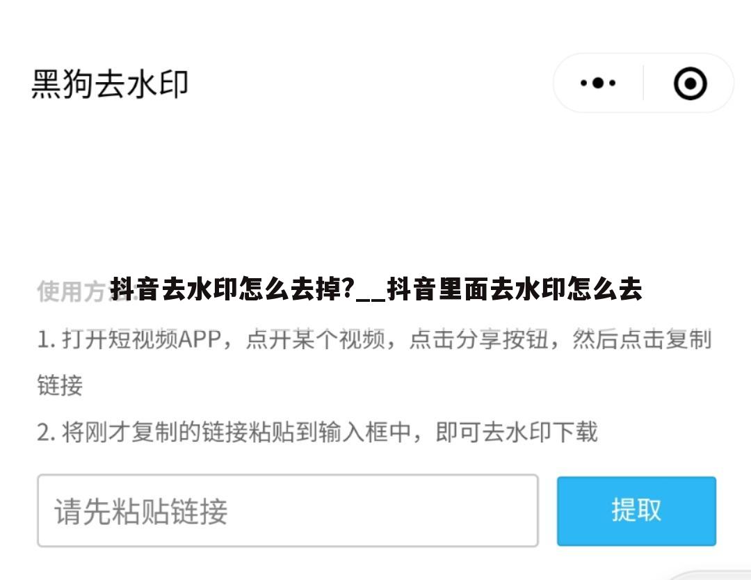 抖音去水印怎么去掉?__抖音里面去水印怎么去