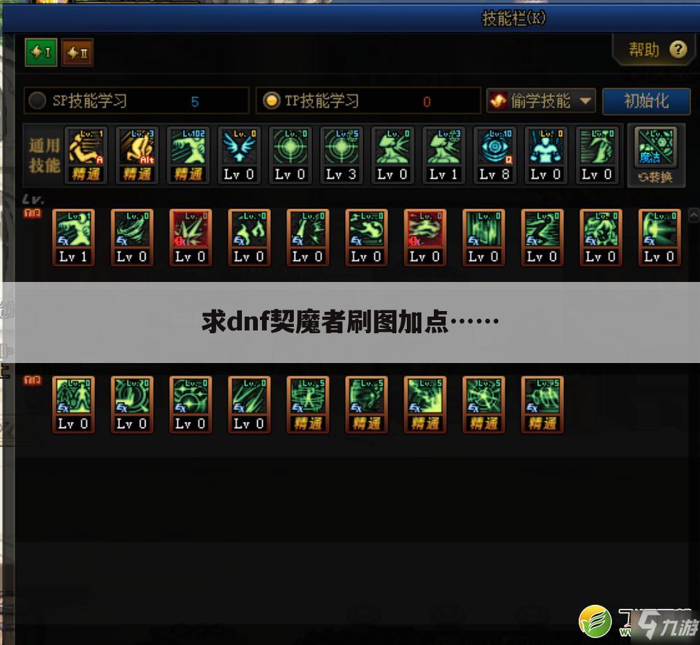 求dnf契魔者刷图加点……