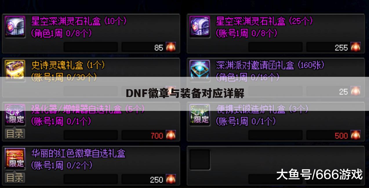 DNF徽章与装备对应详解