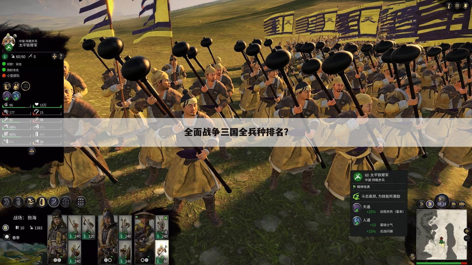 全面战争三国全兵种排名?