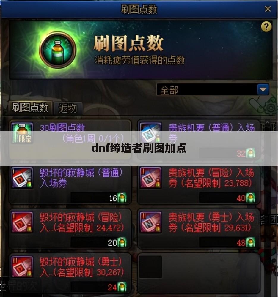 dnf缔造者刷图加点