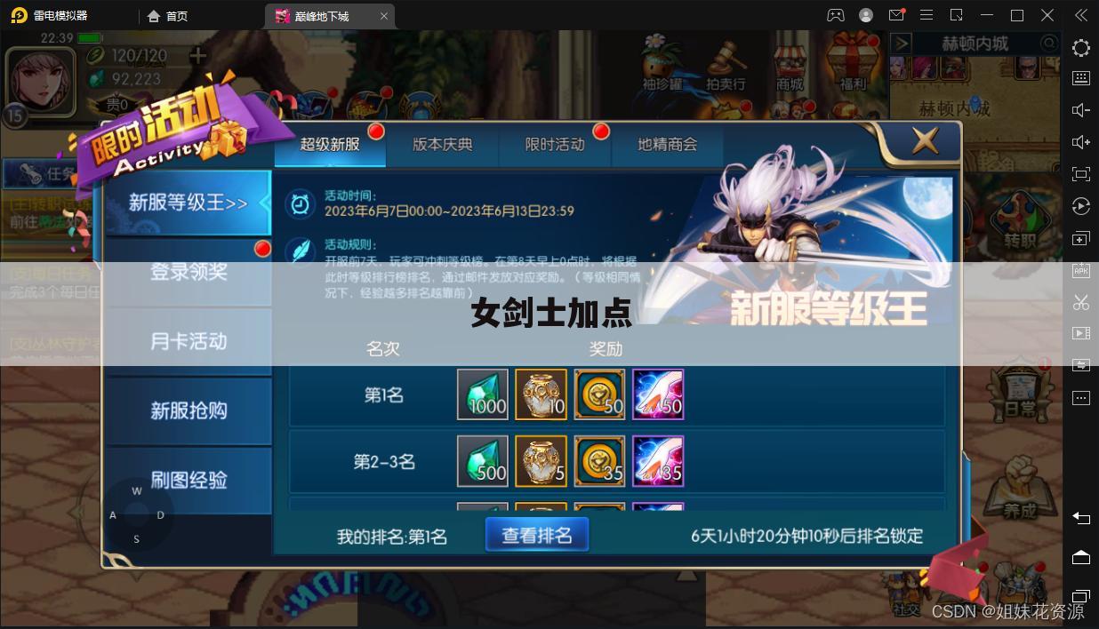 女剑士加点