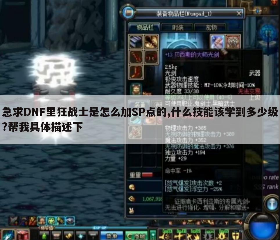 急求DNF里狂战士是怎么加SP点的,什么技能该学到多少级?帮我具体描述下