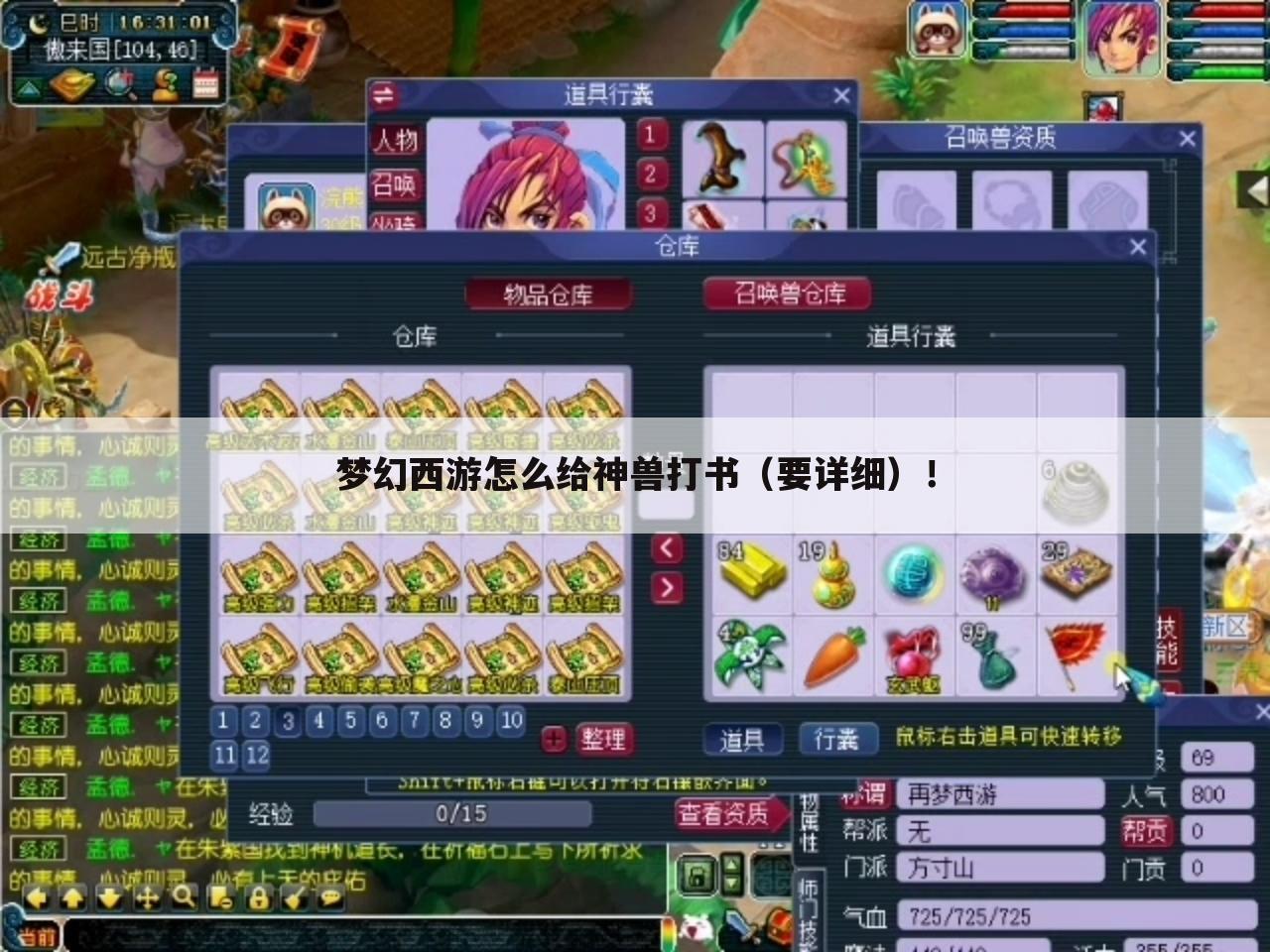 梦幻西游怎么给神兽打书(要详细)!