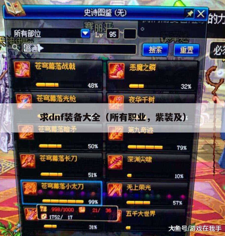 求dnf装备大全(所有职业,紫装及)