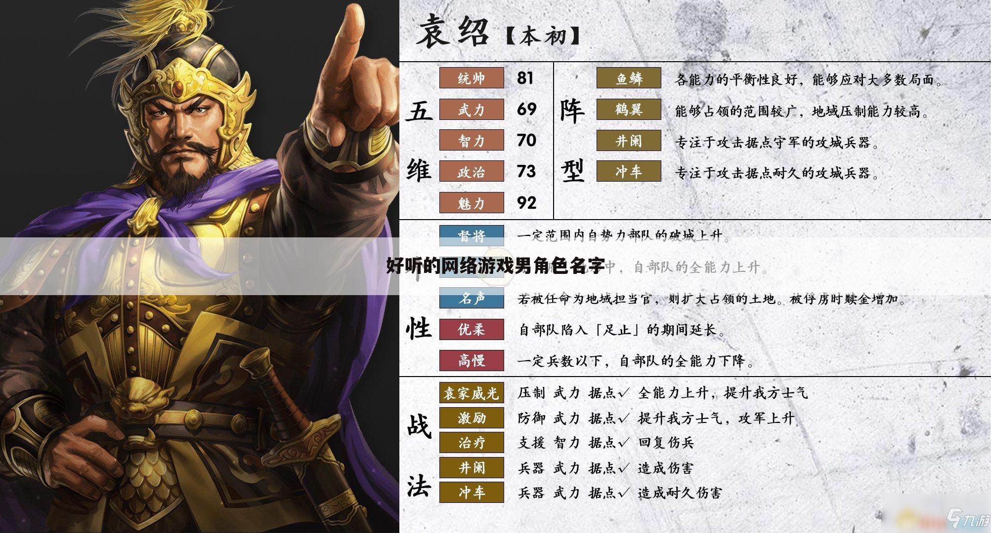 好听的网络游戏男角色名字