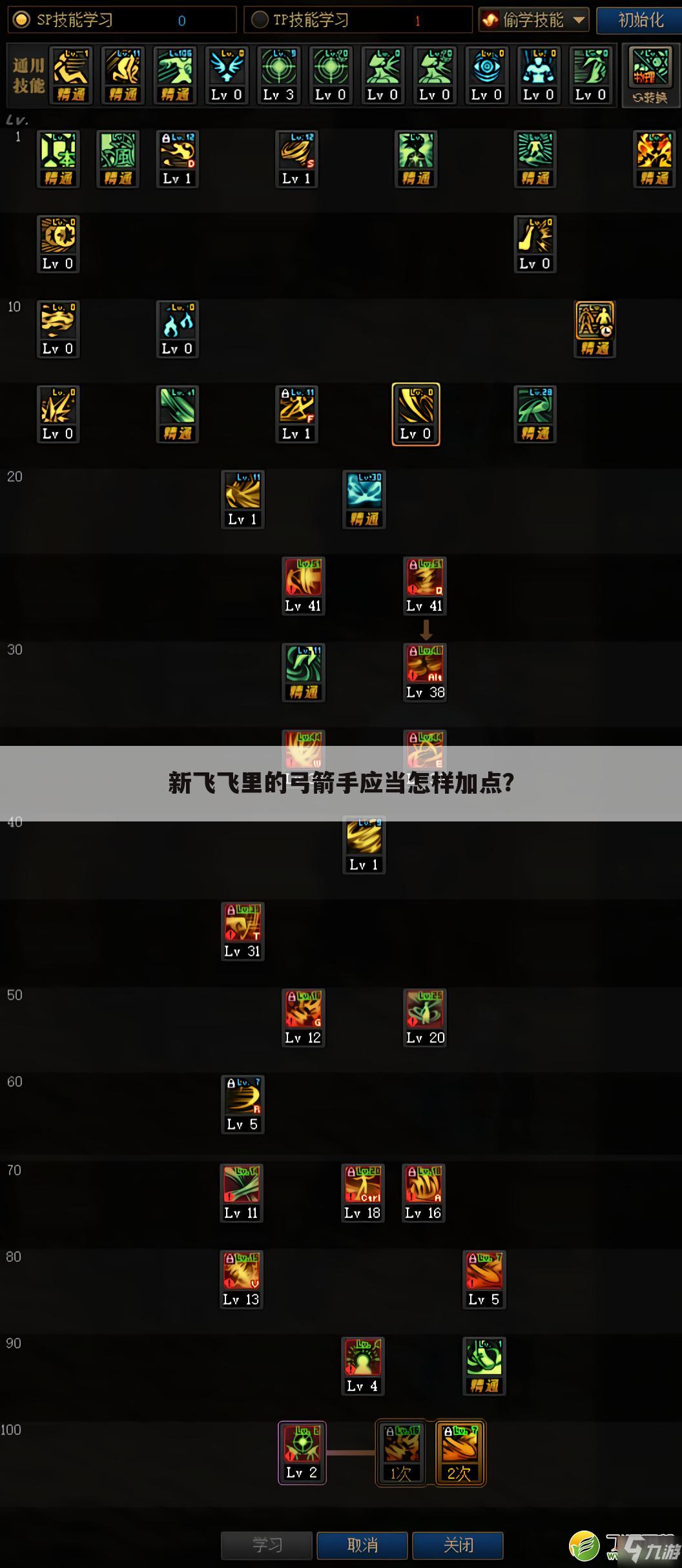 新飞飞里的弓箭手应当怎样加点?