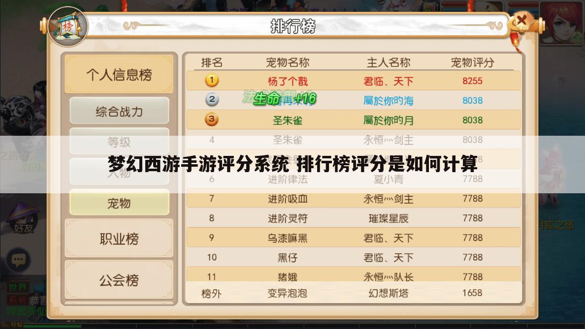梦幻西游手游评分系统 排行榜评分是如何计算