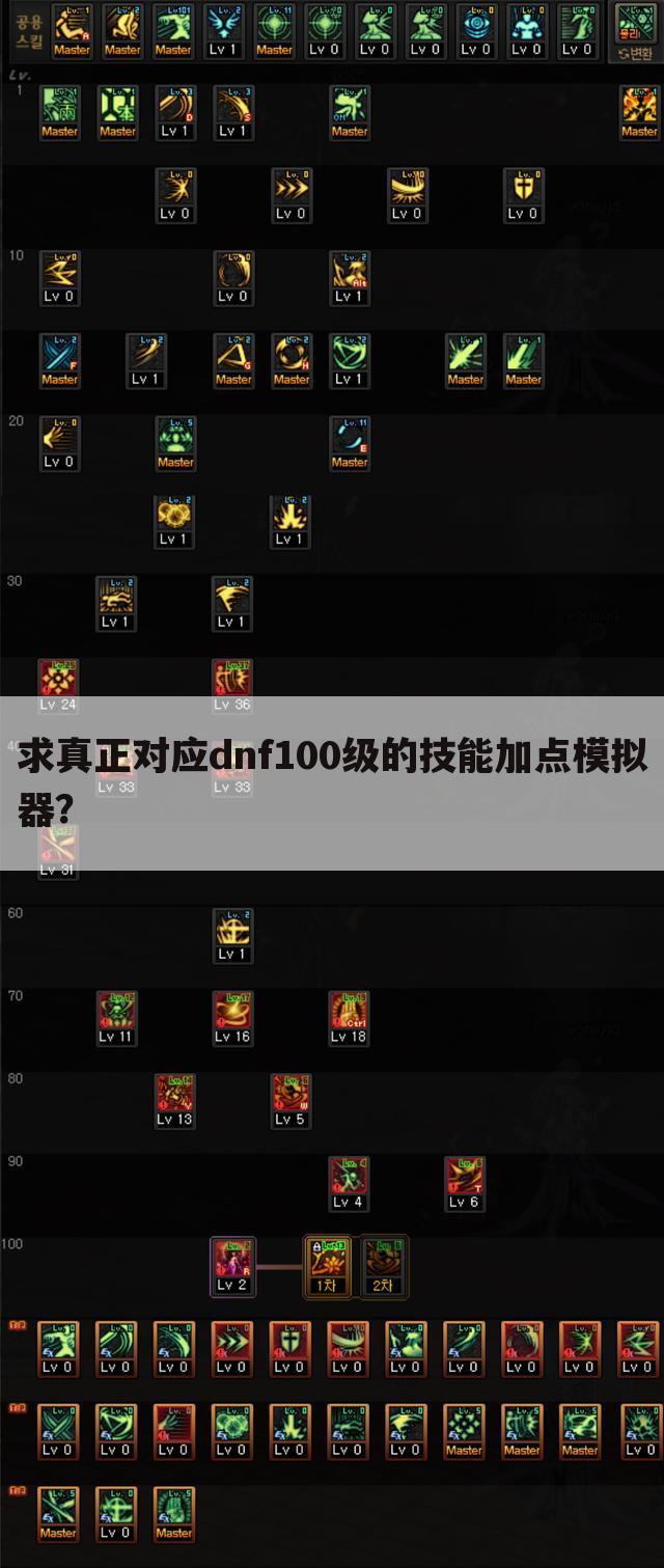 求真正对应dnf100级的技能加点模拟器?