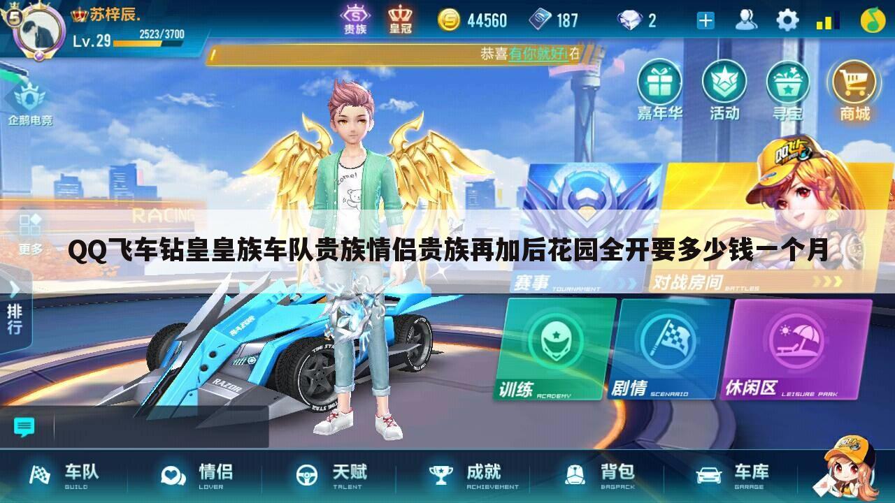 QQ飞车钻皇皇族车队贵族情侣贵族再加后花园全开要多少钱一个月