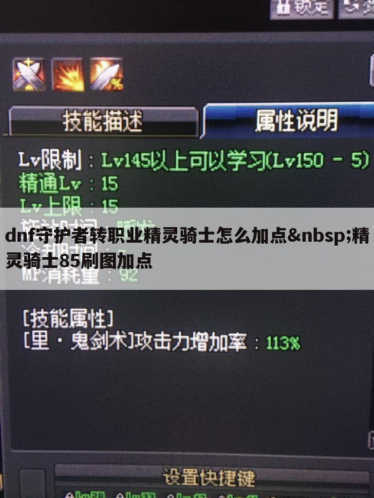 dnf守护者转职业精灵骑士怎么加点 精灵骑士85刷图加点