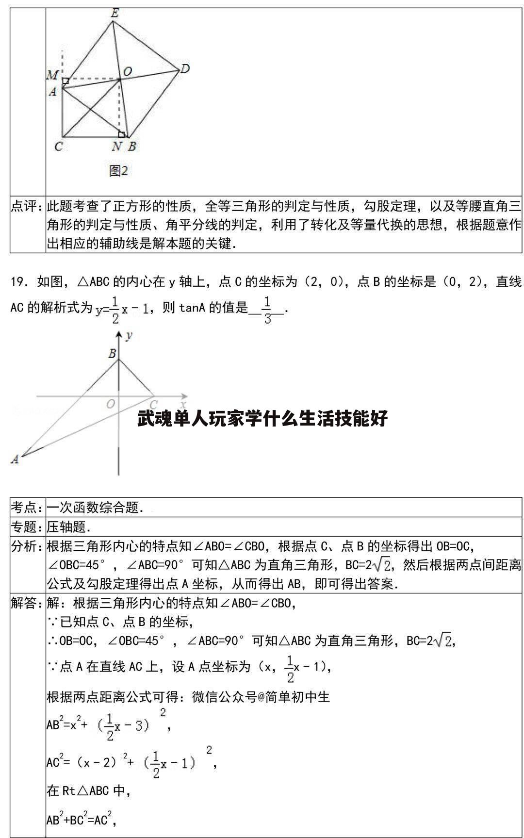 武魂单人玩家学什么生活技能好