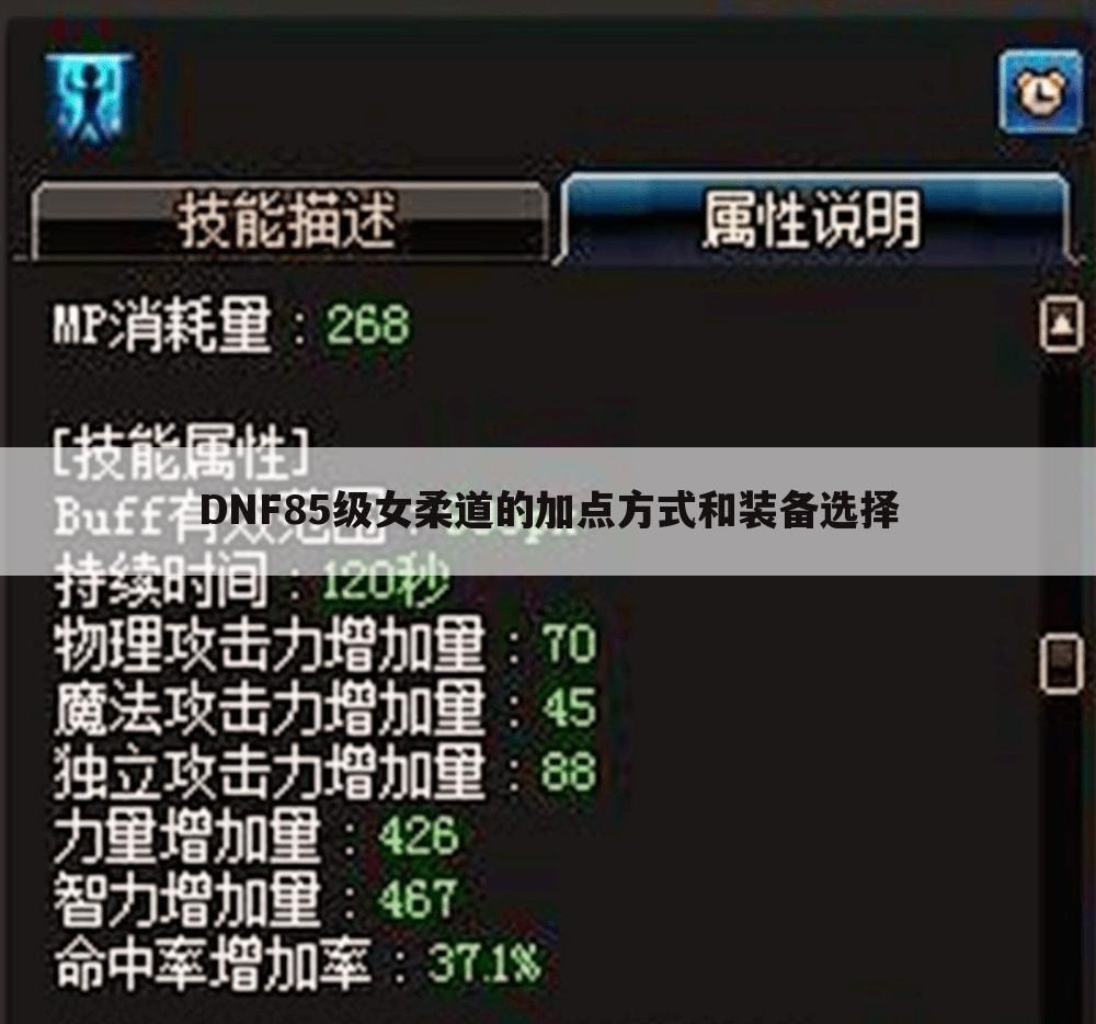 DNF85级女柔道的加点方式和装备选择