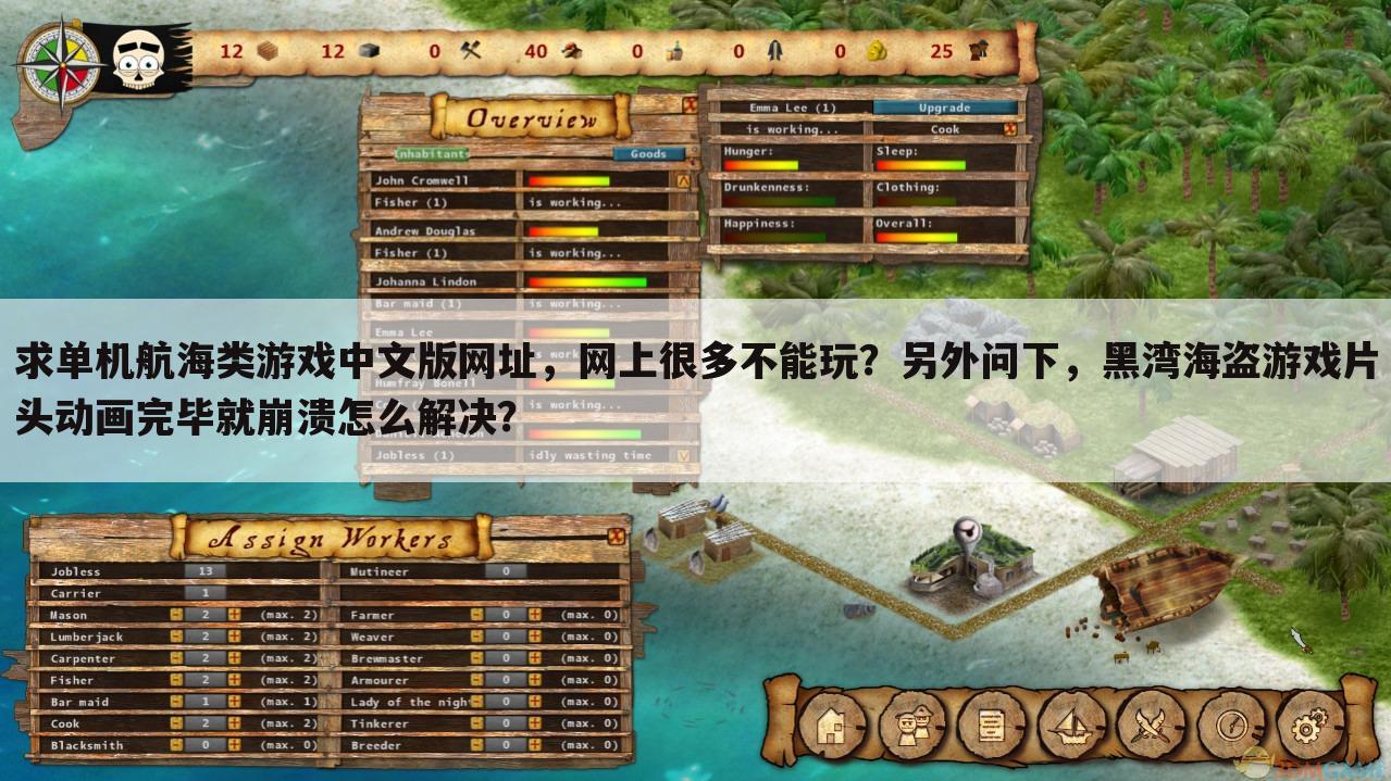 求单机航海类游戏中文版网址,网上很多不能玩?另外问下,黑湾海盗游戏片头动画完毕就崩溃怎么解决?