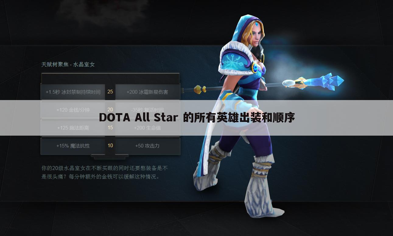 DOTA All Star 的所有英雄出装和顺序
