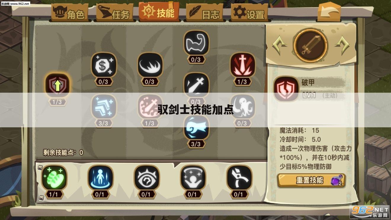驭剑士技能加点