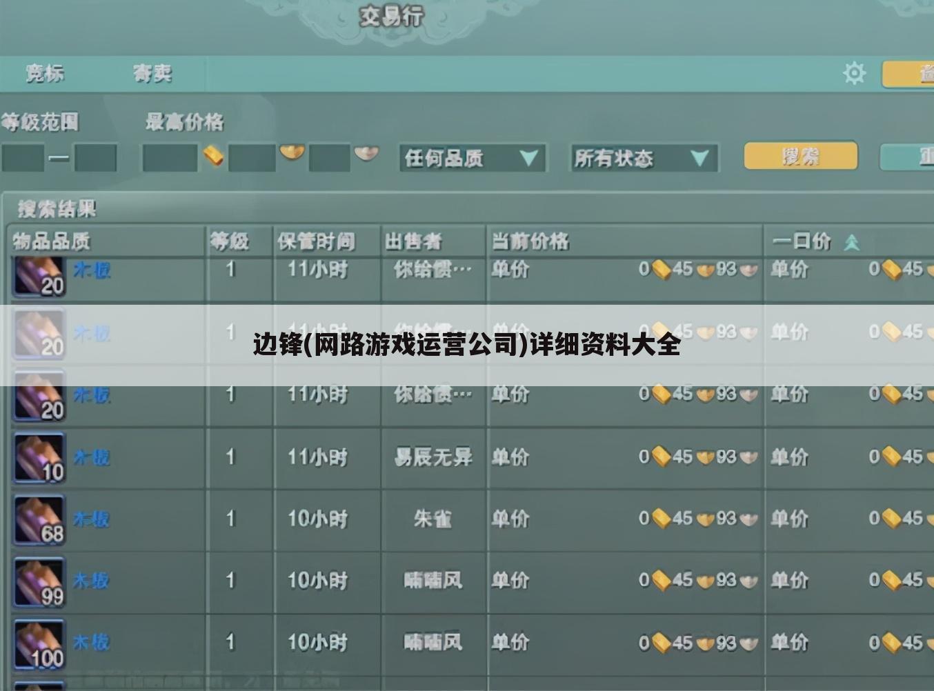 边锋(网路游戏运营公司)详细资料大全